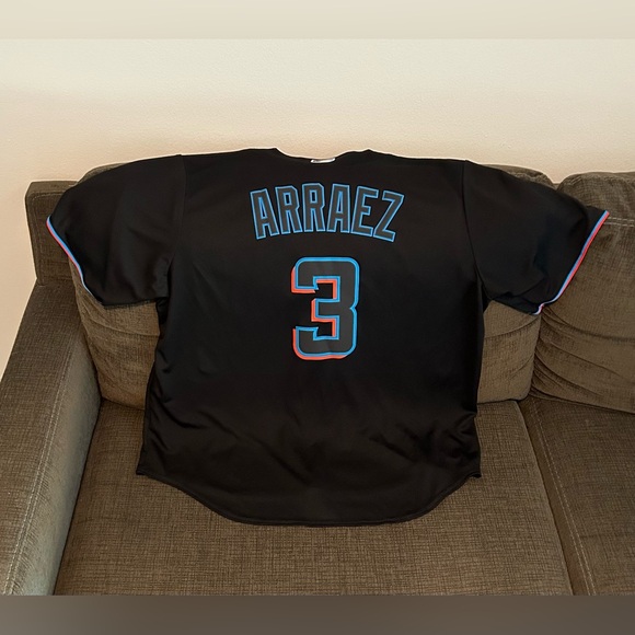 Nike Authentic Miami Marlins Luis Arraez MLB Baseball Black Jersey Men’s Sz: XXL - Picture 3 of 7